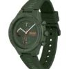 Grüne Uhr mit Silikonarmband mit Logo