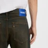Grünlich schimmernde Jeans in Regular-Fit aus festem Denim
