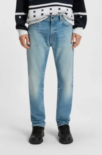 Grünlich schimmernde Slim-Fit-Jeans aus Stretch-Denim