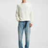 Grünlich schmal geschnittene Jeans aus Stretch-Denim