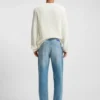 Grünlich schmal geschnittene Jeans aus Stretch-Denim