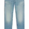 Grünlich schmal geschnittene Jeans aus Stretch-Denim
