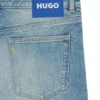 Grünlich schmal geschnittene Jeans aus Stretch-Denim