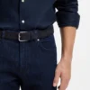 Gürtel mit Logo-Schnalle aus gewebtem Wildleder