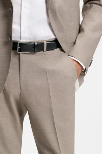 Gürtel mit Schnalle aus italienischem Leder in Gunmetal