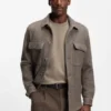 Gürtel mit Schnalle aus italienischem Leder in Gunmetal