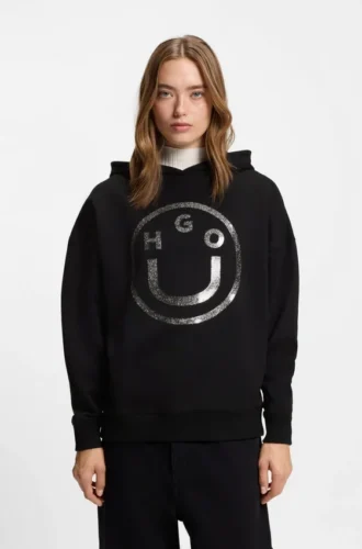 Happy-HUGO-Hoodie aus Baumwollfrottee