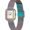 Haselnussbraune, schillernde Uhr mit quadratischem Zifferblatt und Mesh-Armband