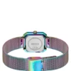 Haselnussbraune, schillernde Uhr mit quadratischem Zifferblatt und Mesh-Armband
