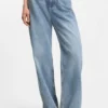 Hellblaue Jeans mit weitem Bein aus festem Denim