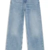 Hellblaue Jeans mit weitem Bein aus festem Denim