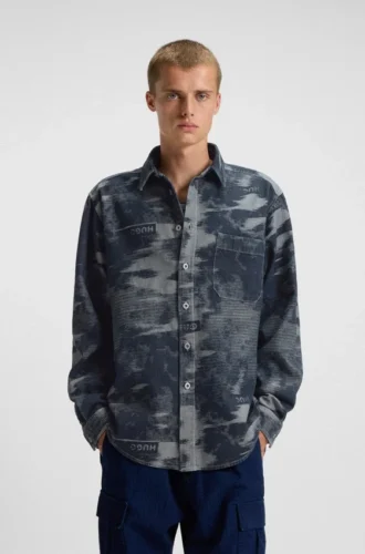 Hemd in Oversize-Passform aus Denim mit Jacquard-Muster
