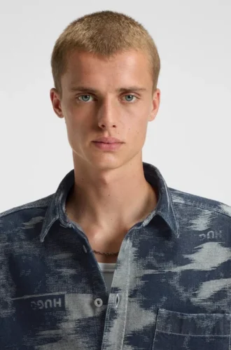 Hemd in Oversize-Passform aus Denim mit Jacquard-Muster