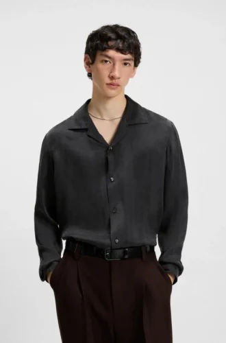 Hemd in Oversize-Passform aus glänzendem Twill