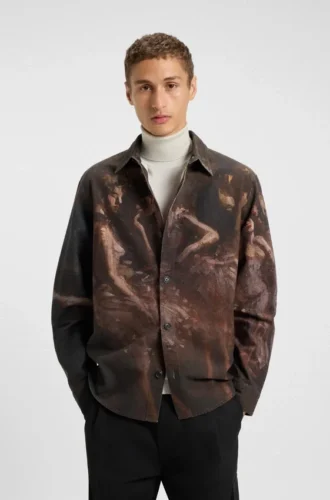 Hemd in Oversize-Passform mit Ballerina-Print