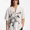 Hemd in Oversize-Passform mit Pferderenn-Print