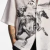 Hemd in Oversize-Passform mit Pferderenn-Print