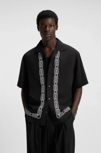 Hemd in Oversize-Passform mit Stickmuster