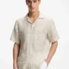 Hemd in Regular-Fit aus italienischem Leinen mit Palmenprint Hemd in Regular-Fit aus italienischem Leinen mit Palmenprint