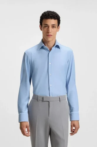 Hemd in Regular-Fit aus strukturiertem Stretch-Jersey