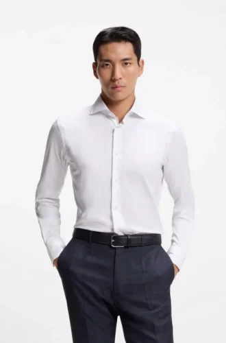 Hemd in Slim-Fit-Passform aus einer in Italien hergestellten Baumwollmischung