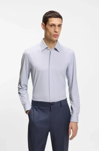 Hemd in Slim-Fit-Passform aus italienischem Performance-Stretch-Jersey