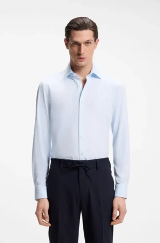Hemd in Slim-Fit-Passform aus italienischem Performance-Stretch-Jersey