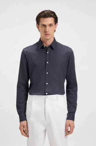 Hemd in Slim-Fit-Passform aus strukturiertem Baumwolljersey