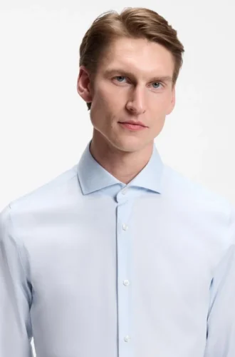 Hemd in Slim-Fit-Passform aus strukturiertem Baumwollmischgewebe