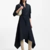 Hemd-Kleid aus Baumwollpopeline mit Gürtel