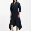 Hemd-Kleid aus Baumwollpopeline mit Gürtel