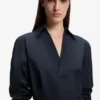 Hemd-Kleid aus Baumwollpopeline mit Gürtel