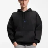 Hoodie aus Baumwoll-Frottee mit blauem Logo-Label