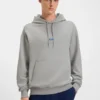 Hoodie aus Baumwoll-Frottee mit blauem Logo-Label