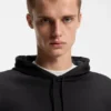 Hoodie aus Baumwoll-Frottee mit blauem Logo-Label