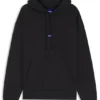 Hoodie aus Baumwoll-Frottee mit blauem Logo-Label