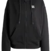 Hoodie aus Baumwoll-Frottee mit Reißverschluss und gestapelter Logo-Stickerei