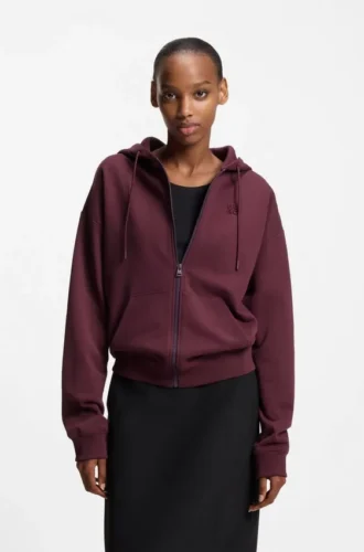 Hoodie aus Baumwoll-Frottee mit Reißverschluss und gestapelter Logo-Stickerei