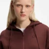 Hoodie aus Baumwoll-Frottee mit Reißverschluss und gestapelter Logo-Stickerei