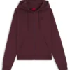 Hoodie aus Baumwoll-Frottee mit Reißverschluss und gestapelter Logo-Stickerei