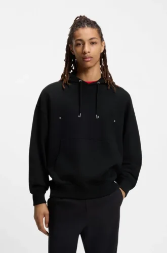 Hoodie aus Baumwollfrottee mit grafischem Print und gesticktem Logo