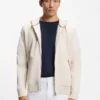 Hoodie aus Baumwollfrottee mit Reißverschluss und charakteristischen Streifenbesätzen