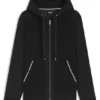 Hoodie aus Baumwollfrottee mit Reißverschluss und charakteristischen Streifenbesätzen