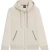 Hoodie aus Baumwollfrottee mit Reißverschluss und charakteristischen Streifenbesätzen
