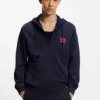 Hoodie aus Baumwollfrottee mit Reißverschluss und Logo-Etikett