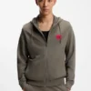 Hoodie aus Baumwollfrottee mit Reißverschluss und Logo-Etikett Hoodie aus Baumwollfrottee mit Reißverschluss und Logo-Etikett