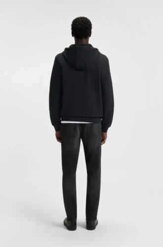 Hoodie aus Baumwollfrottee mit Reißverschluss und Logo-Etikett