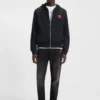 Hoodie aus Baumwollfrottee mit Reißverschluss und Logo-Etikett Hoodie aus Baumwollfrottee mit Reißverschluss und Logo-Etikett