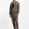 Hoodie aus Baumwollfrottee mit Reißverschluss und Logo-Etikett Hoodie aus Baumwollfrottee mit Reißverschluss und Logo-Etikett