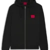 Hoodie aus Baumwollfrottee mit Reißverschluss und Logo-Etikett Hoodie aus Baumwollfrottee mit Reißverschluss und Logo-Etikett